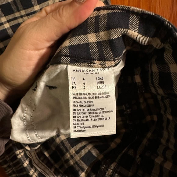 AE Plaid Stretch Mom Pant - Picture 2 of 3